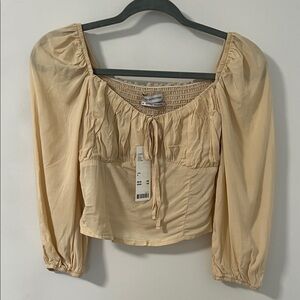 Urban Outfitters Nude Cropped Blouse